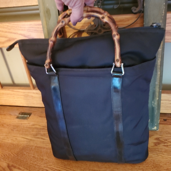 Gucci Vintage Black Nylon Bamboo Tote Bag - Picture 6 of 15